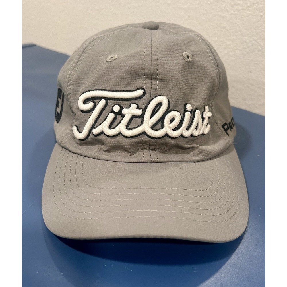 Titleist Pro V1 Golf Cap Hat Grey Adjustable FootJoy Gray Shadow Stitch Logo